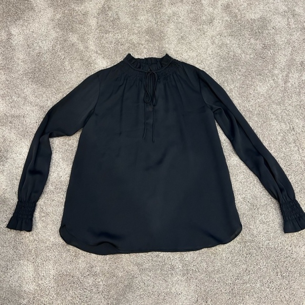 Ann Taylor XS black blouse with tie collar